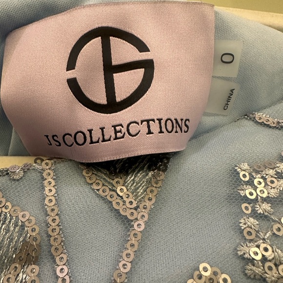 JS Collections Julia Sequin Column Gown – Light Blue Cap Sleeve | Size 0 NWT - Picture 6 of 6